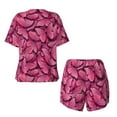 thumbnail image 5 of Naloa Pink Butterfly Women's Short-Sleeved Pajama Set, Loungewear, Summer pajamas, Breathable Cozy - Small, 5 of 9