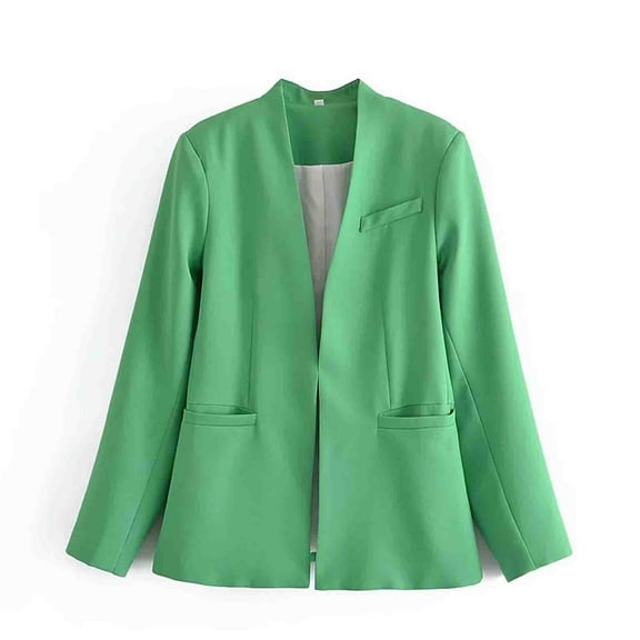 Tmtolofot Clearance!Woman Open Front Blazers Long Sleeve Lightweight Jackets with Pockets Office Work Tops Cardigan,Army Green,Medium