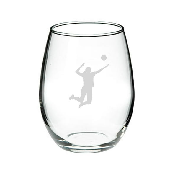 Volleyball Player 21 oz. Deep Etched Stemless Wine Glass