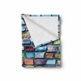 thumbnail image 2 of Geometric Soft Flannel Fleece Blanket, Colorful Mosaic Tiles Pattern Brick Wall Design with Grunge Effect Worn out Look, Cozy Plush for Indoor and Outdoor Use, 50" x 60", Multicolor, by Ambesonne, 2 of 6