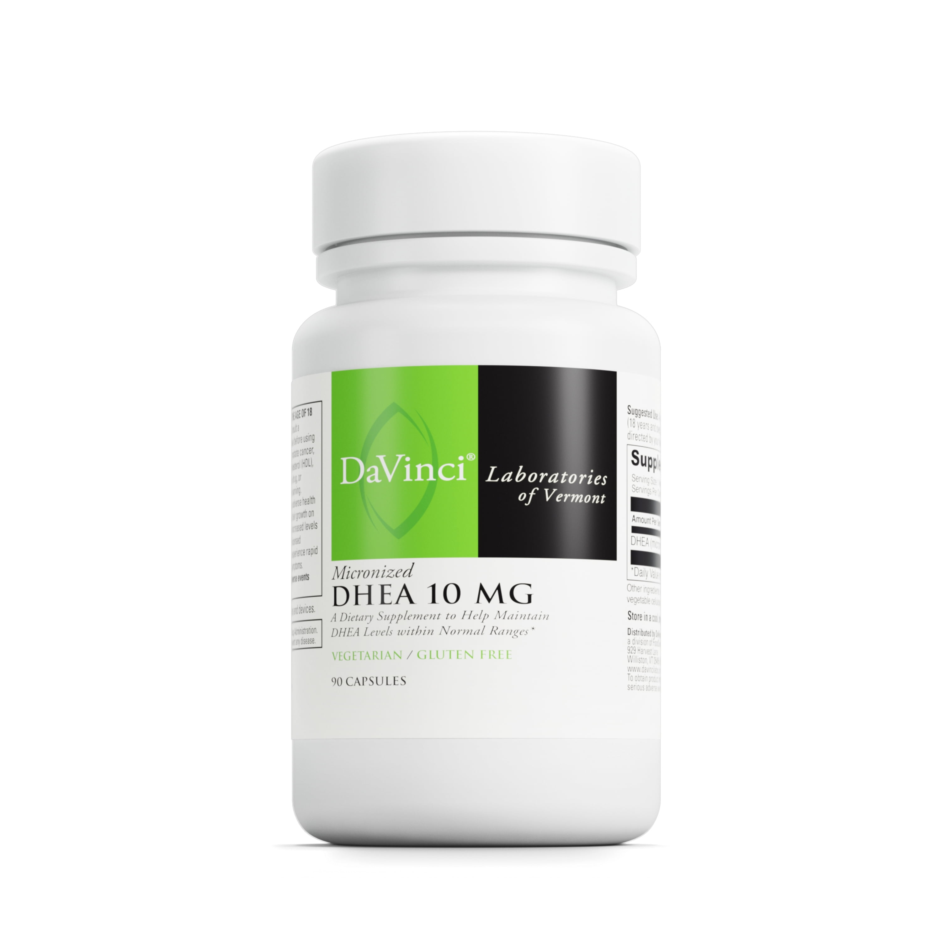 DaVinci Labs Micronized DHEA 10 mg - Dietary Supplement to Support Immune System, Thyroid Health and Hormone Levels* - With 10 mg Micronized DHEA (Dehydroepiandrosterone) - 90 Vegetarian Capsules