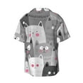 thumbnail image 6 of Lsque Cats Group print Men's Cuban Collar Short Sleeve Shirt Summer Beachwear Casual Button Down Fashionable Vacation Leisure Shirt-4X-Large, 6 of 7