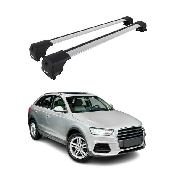 For 2013-2018 Audi Q3 Q3 Quattro Alu Roof Racks Cross Bars Luggage Carrier Gray