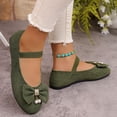 thumbnail image 4 of HEWUQI Bowknot Mary Jane Flats for Women Elatic Strap Soft Sole Ballet Slip on Wide Arch Support Commute Comfortable Dressy Shoes Green Size 7.5, 4 of 6