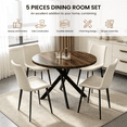 thumbnail image 4 of 43.5 Inch Round Dining Table Set For 4, 5-Piece Wooden Table with Metal Leg Dining Chairs, Mid Century Modern Small Coffee Set For Dining Room Kitchen Apartment, 4 of 7