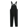 thumbnail image 4 of Jinhomg Womens Plus Size Jumpsuit Loose Fit Comfy Denim Bib Overalls 2025 Casual Solid Spaghetti Strap Romper with Pockets Daily Wear Winter Saving Black M, 4 of 5