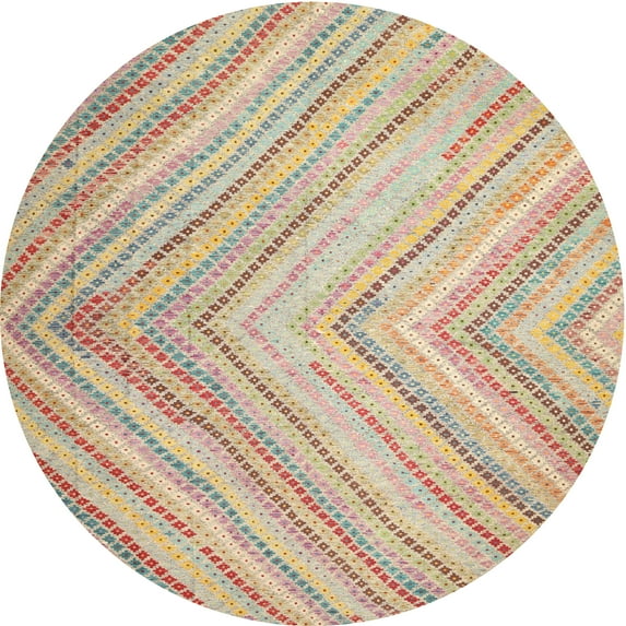 Ahgly Company Indoor Round Contemporary Orange Salmon Pink Southwestern Area Rugs, 4' Round