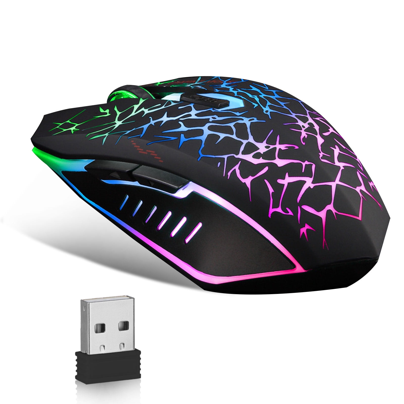 Wireless Gaming Mouse for Laptop, TSV USB 2.4G PC Gaming Mouse with 5 Adjustable DPI, 7 Colors LED Lights, 6 Silent Buttons, Ergonomic Optical Mouse for Computer, Laptop, Mac, PC - Walmart.com