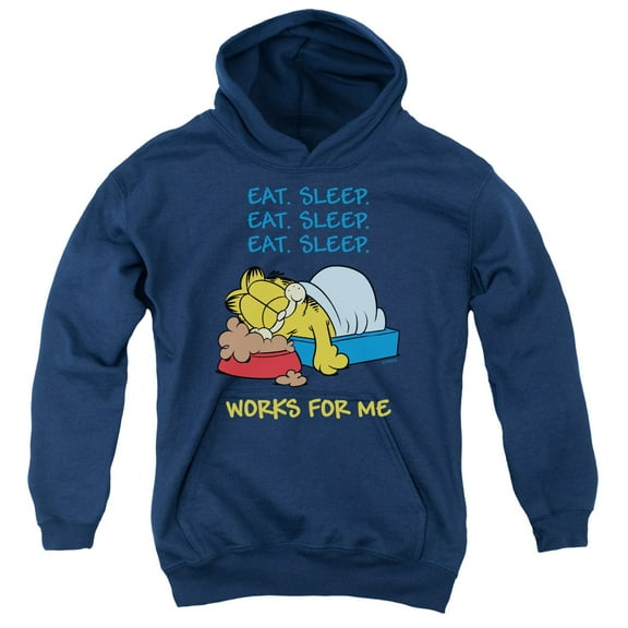 Garfield - Works For Me - Youth Hooded Sweatshirt - Small