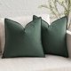 thumbnail image 1 of Miulee, 2 fundas de almohada de lino, 51 x 51 cm, color verde oscuro, 1 of 9