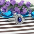 thumbnail image 2 of HeartsAndYou 4ct Oval Cut Natural Sapphire Ring 14k SOLID White Gold Dual & Moissanite Halo, 2 of 9
