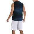 thumbnail image 5 of Easygdp Blue Glitter Retro Men's Mesh Basketball Jersey Quick Drying Sleeveless Shirts Fitted Muscle Tank Tops Sport Round Neck T-Shirt - 3X-Large, 5 of 9