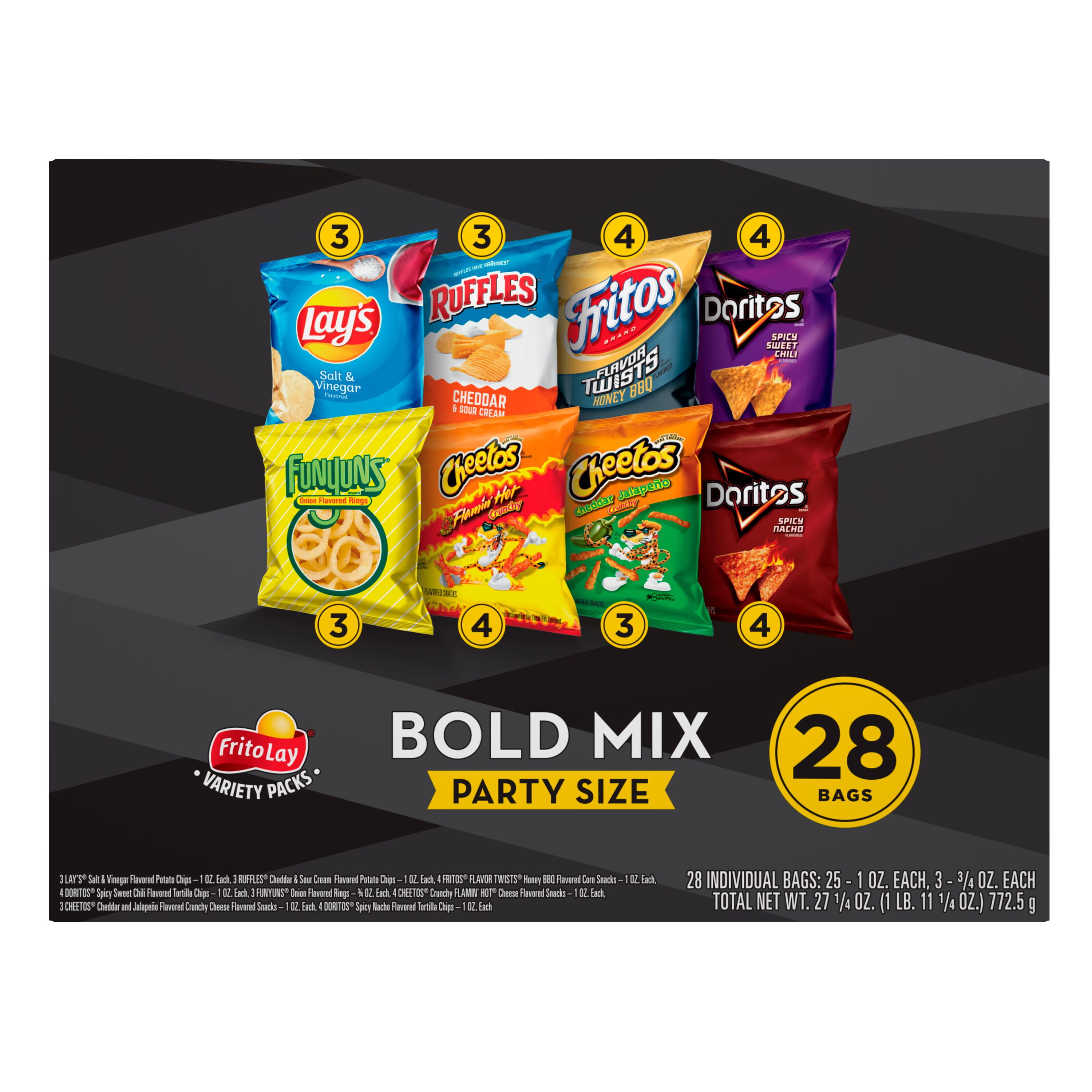 Frito-Lay Bold Mix Snacks Variety Pack, Party Size, 28 Count (Assortment May Vary)