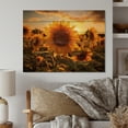 thumbnail image 2 of Designart "Yellow Sunflowers landscape Sunrise I" Floral Print on Natural Pine Wood, 2 of 5