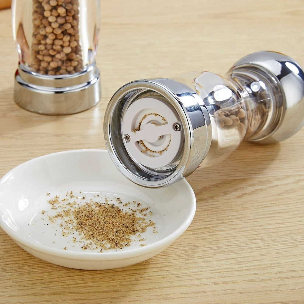 Manual Pepper Grinder Refillable Acrylic Pepper Mill Easy to Adjust the Coarseness 7.87 Inch x2.16 Inch