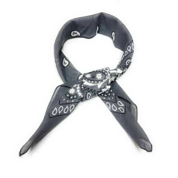 Set of 24 Paisley Womens MultiFunctional Scarves 100% Cotton Retro Ascot  (Grey)