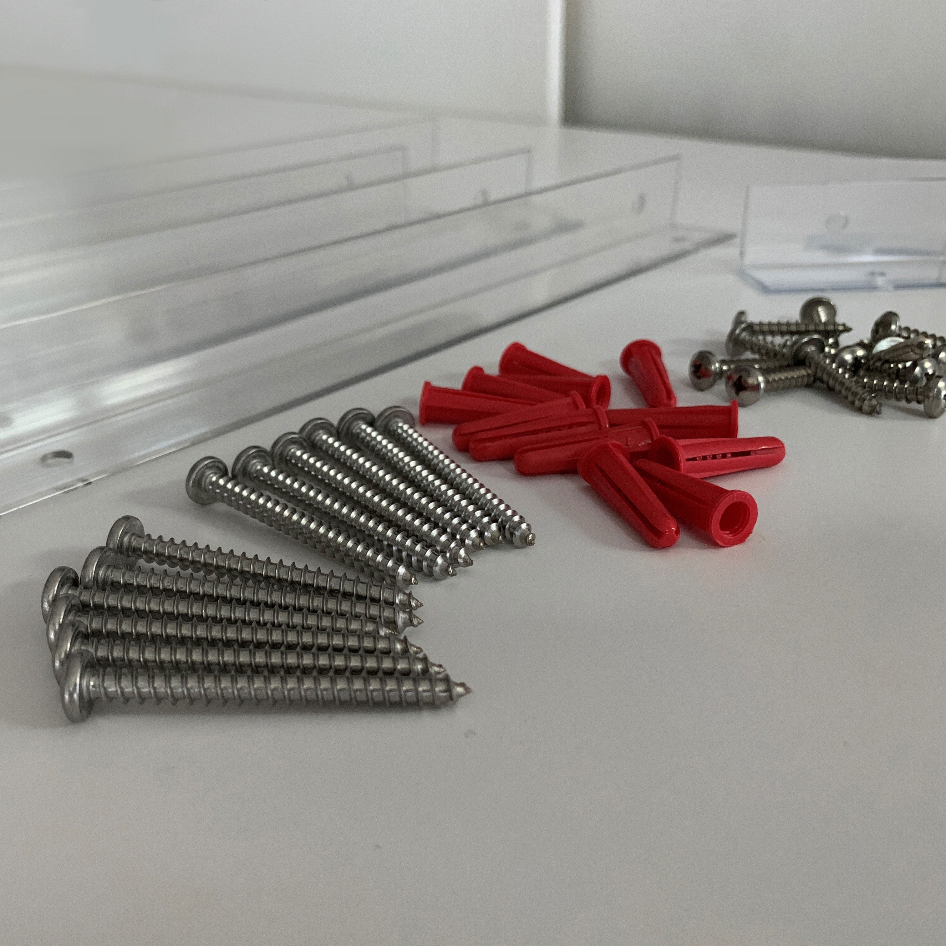 For 26" Wide Shutters, Clear Polycarbonate Mounting Brackets for PVC, Composite & Wood Shutters (4-Top/Bottom, 4-Side Brackets)