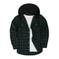 thumbnail image 2 of Aimik Hanes Men's Sherpa Flannel Jacket with Hood Plaid Zip Up Fleece Lined Hooded Shirt Jackets for Men-Army Green S, 2 of 3