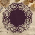 thumbnail image 5 of Gold Lace Plum Doilies Set of 12 - Round Placemats European Embroidery for Fall Autumn Thanksgiving Season Dining Table Home Decor Wedding - 15 inches - The Granada Collection, 5 of 7