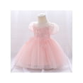 thumbnail image 3 of Bagilaanoe Toddler Baby Girl Party Dress Short Sleeve A-line Princess Dresses 9M 12M 18M 24M 3T 4T 5T Tulle Dress for Birthday Wedding, 3 of 9