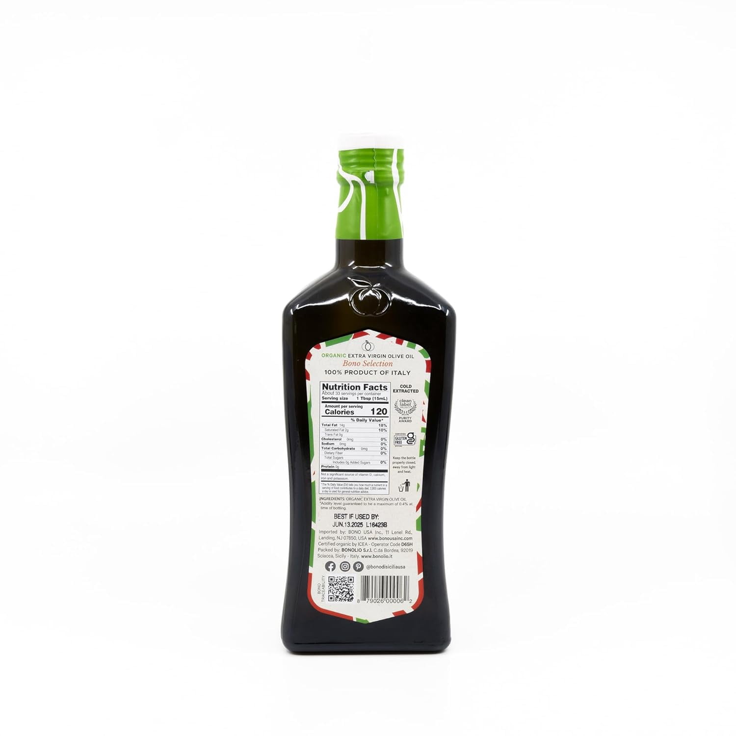 (Price/Case)Bono Extra Virgin Olive Oil - Case of 6 - 16.9 FZ