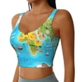 thumbnail image 2 of Fotbe World Map With Animals Landmarks Sujetador Deportivo Largo sin Aros para Mujer con Almohadillas y Soporte Medio, Transpirable y Absorbente, Camiseta Tipo Chaleco o Tank Top-XX-Large, 2 of 8