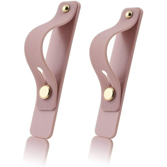 Removable and Reusable Cell Phone Grip Strap, Telescopic Finger Kickstand Bracket Universal Silicone Phone Holder Stand and Portable Finger Loop for Most Smartphones Case (Pink)