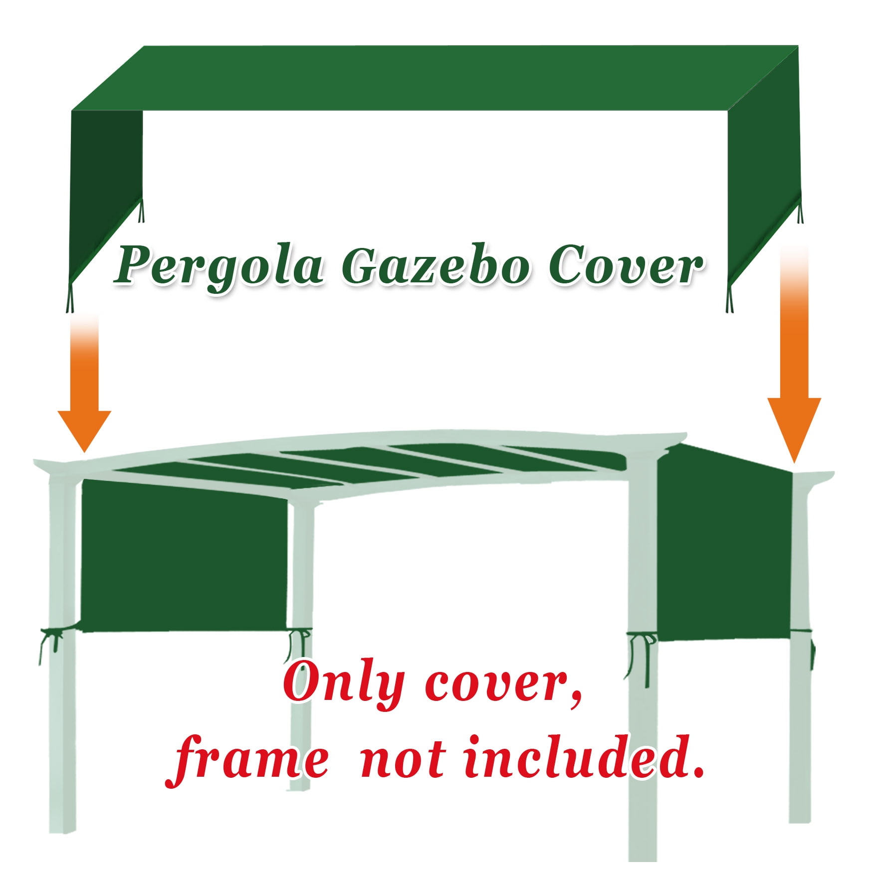 SUNNY 17x 6.7 Ft Universal Replacement Canopy for Pergola Structure Outdoor (Canopy Only) (Green)