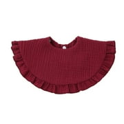 Solid Color Burp Cloth Large Feeding Bib Baby Boys Girls Ruffle Bib Neck Scarf G99C wine red