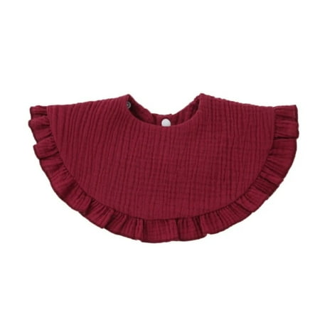 Solid Color Burp Cloth Large Feeding Bib Baby Boys Girls Ruffle Bib Neck Scarf G99C wine red