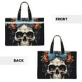 thumbnail image 2 of Easygdp Bow Flower Skull Canvas Document Bag File Bag Handle Business Briefcase Bag A4 File Organizer Organizer Handbag Briefcase, 2 of 8