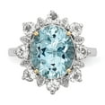 thumbnail image 2 of Auriga 925 Sterling Silver and 14K Gold Sky Blue and White Topaz Engagement Ring Size 6 for Women, 2 of 6