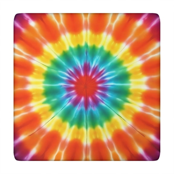 Rainbow Tie Dye Mandala Pattern Square Fitted Tablecloth with Elastic Edge,Square Table Cover,Washable Elastic Table Cover for Home Kitchen Party Decor 34"x34"