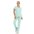 thumbnail image 4 of Hey Collection Womens Stretch Colorful Cargo Mock Neck Scrubs Set, Medical Nursing Tops with Four Pocket Scrubs Straight Leg Pants, 4 of 5