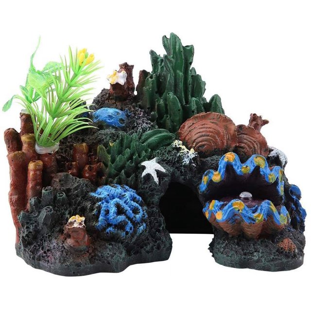Figura decorativa de acuario, paisaje, cueva de resina, decoración acuática, miniaturas, objetos ornamentales, plantas artificiales, adorno para pecera