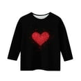 thumbnail image 5 of Girls' Black Glitter Heart Cold Shoulder 3/4 Sleeve Top, Soft Stretch Polyester Spandex Casual Tee for 5-12 Years Kids,Size 12-13T, 5 of 5