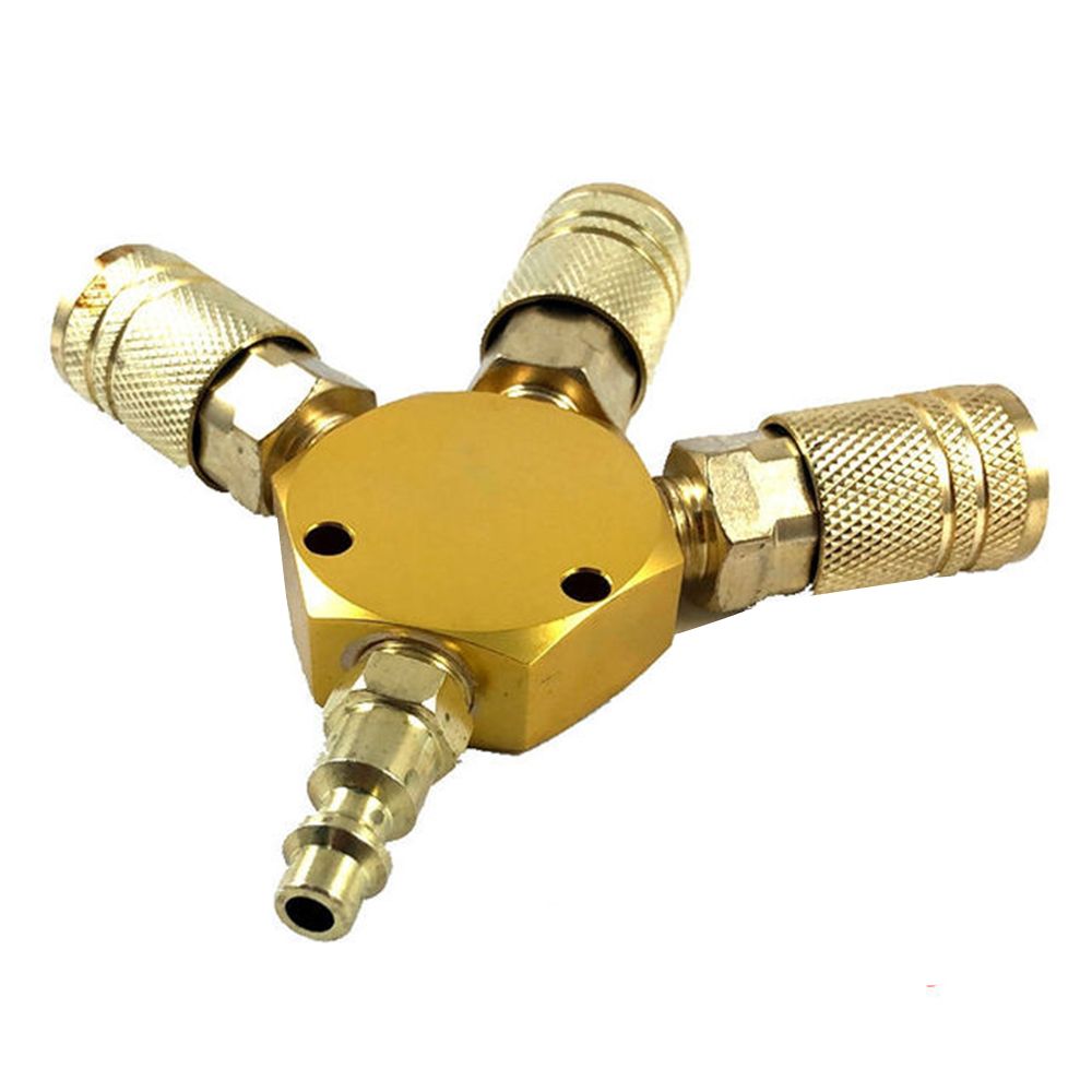 New 3Way Quick Coupler Manifold Air Hose Coupling Pneumatic Tool