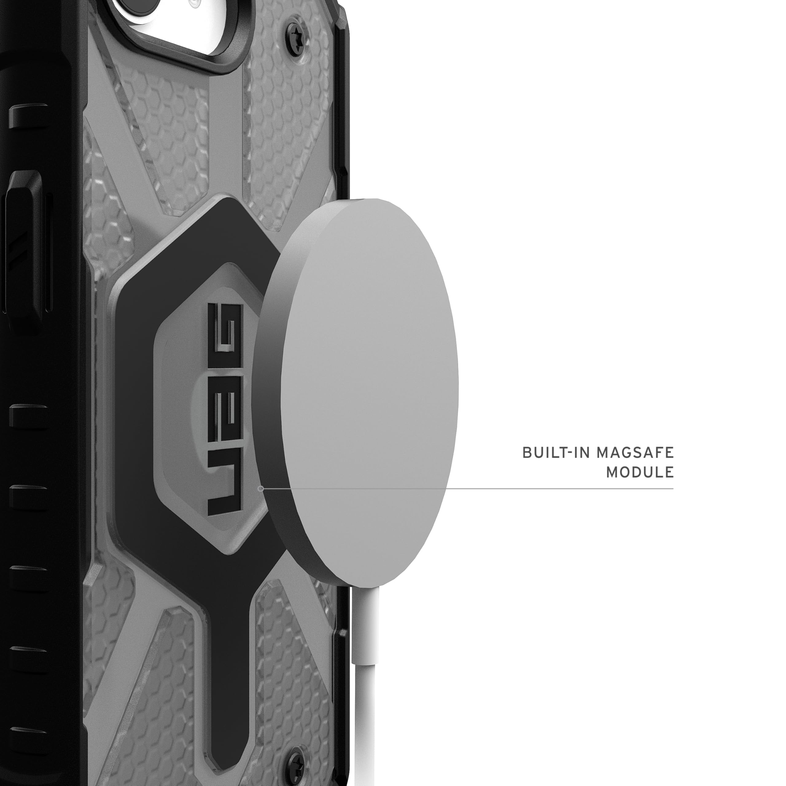 UAG iPhone 17e / iPhone 16e Case Pathfinder Clear - Compatible with MagSafe Rugged Military Grade Drop Proof Transparent Protective Cover, Ash