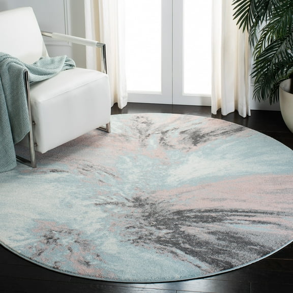 Safavieh Glacier Katelynn Abstract Area Rug, Pink/Blue, 6'7" x 6'7" Round