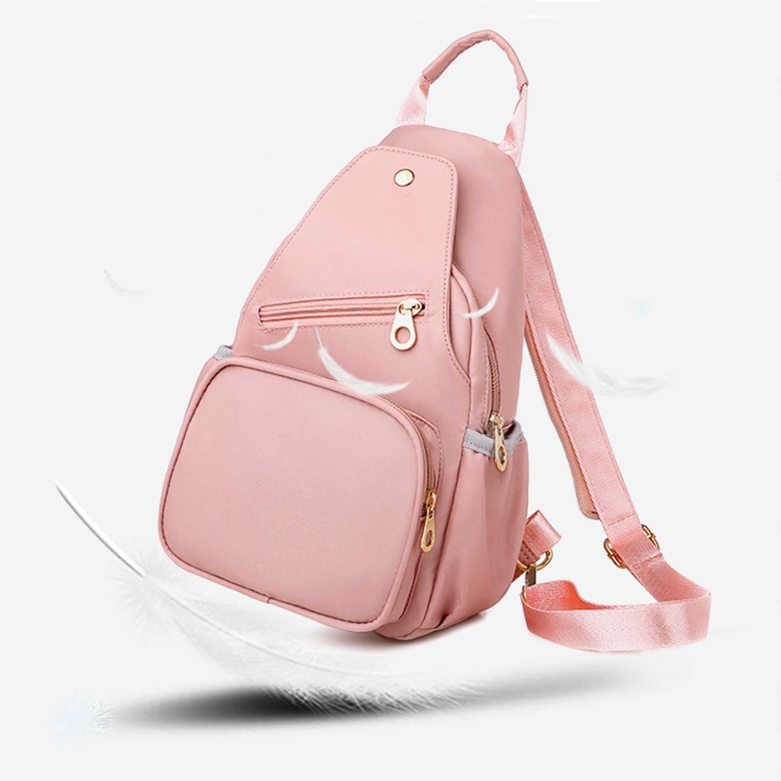 uublik Sling Bag for Women, Classic Basic Water Casual Daypack For Travel With Bottle Side Pockets Classic Basic Backpack For School Travel Work, Pink