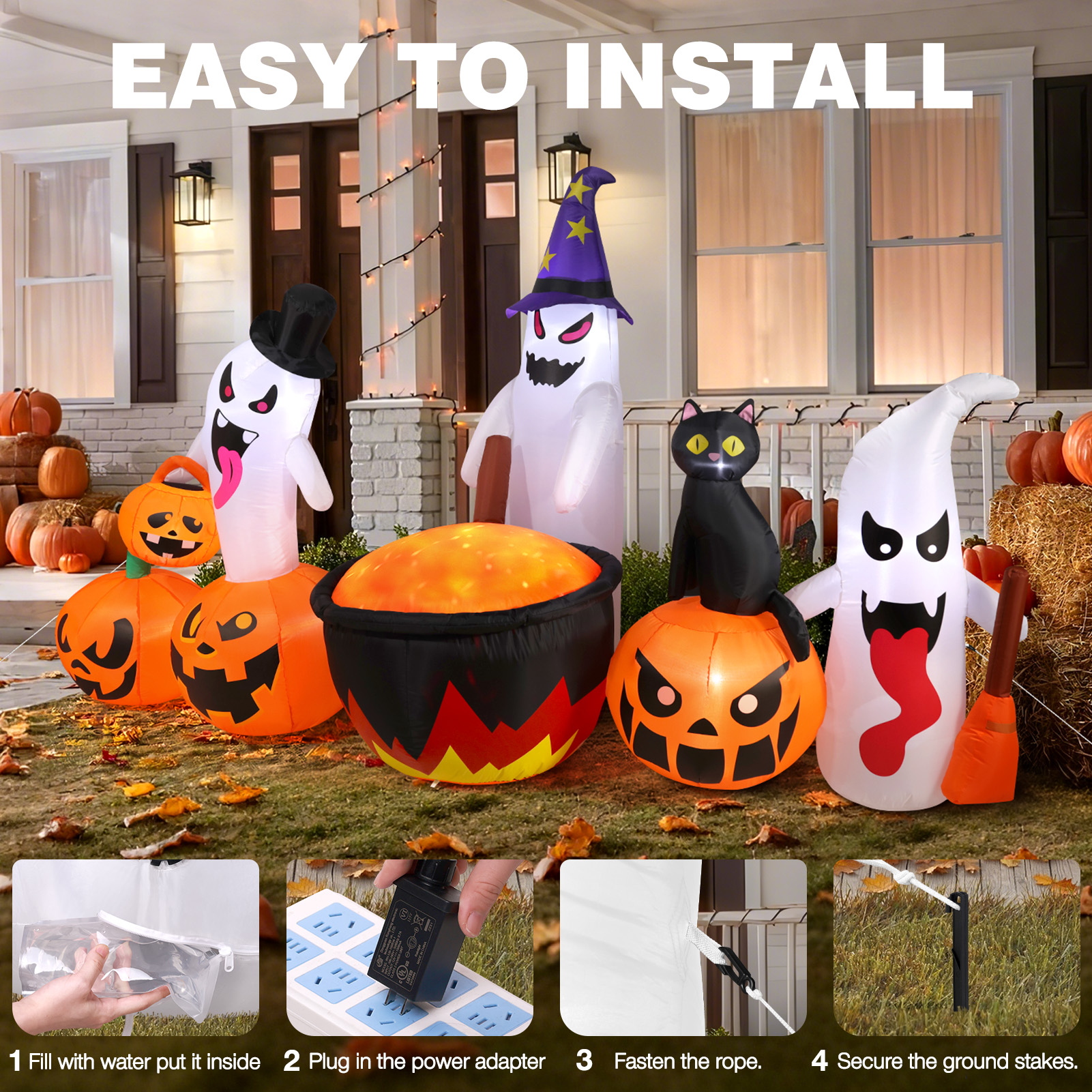 Ayieyill 8.5 Ft Halloween Inflatable Pumpkin Family with LED Lights photo 4