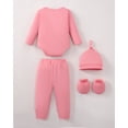 thumbnail image 4 of KIMI BEAR Preemie Baby Girls Layette Set 4 Packs Shower Gifts Essential Clothing Short Sleeves Long Sleeves Romper Top Pants and Bodysuit with Hats and Gloves 15pcs Clothes Pink, 4 of 10