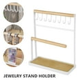 thumbnail image 1 of ODOMY Jewelry Holder Wooden Ring Tray and Hooks Storage 3 Tier Necklace 8PCS Hooks for Necklaces Bracelets, Rings, Watches Desk Hanging Desk Organizer Stand, 1 of 7
