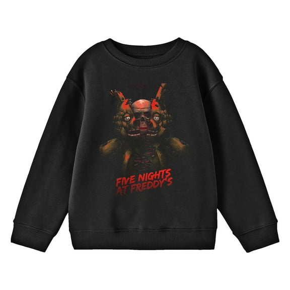 Five Nights At Freddy's Split Springtrap Crew Neck Long Sleeve Youth Black Sweatshirt
-Medium
