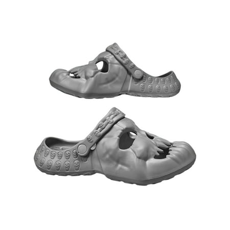

Daeful Mens Slide Sandals Summer Beach Shoes Closed Toe Clogs Men Comfort Skull Design Slip On Shower Sandal Gray 8-8.5