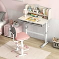 thumbnail image 2 of Costway Kids Study Desk with 7-Level Tiltable Desktop Adjustable Height Pull Out Drawer Grey, 2 of 10