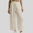 thumbnail image 2 of TrendOFT Lightweight Wide Leg Cropped Pants for Women High Waisted Loose Casual Travel Work Sweatpants Fall Sweat Lounge Pants Beige XL, 2 of 4