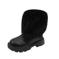 thumbnail image 2 of Babcutegg Girls Winter Short Boots Warm Fleece Lined British Style Kids Casual Comfy Princess Booties Black Size 7 Toddler, 2 of 7