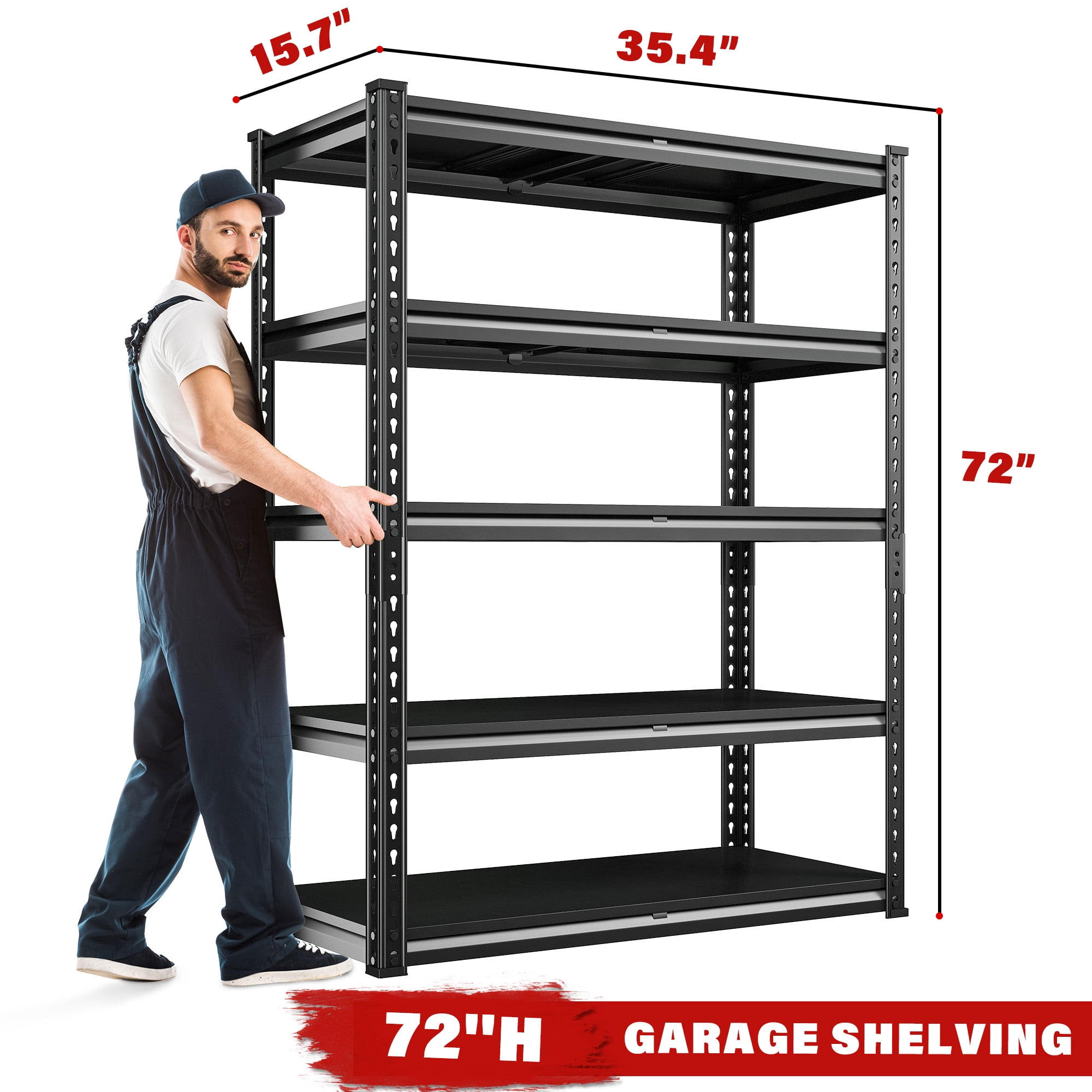 REIBII 3000 LBS Heavy Duty Storage Shelf for Garage Storage 72" Adjustable Metal Shelving Rack