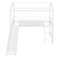 thumbnail image 4 of Tcbosik Twin Size House Shaped Loft Bed with Slide and Blackboard, Metal Bed Frame with Ladder and Guardrail for Small Space, Easy Assembly, White, 4 of 10